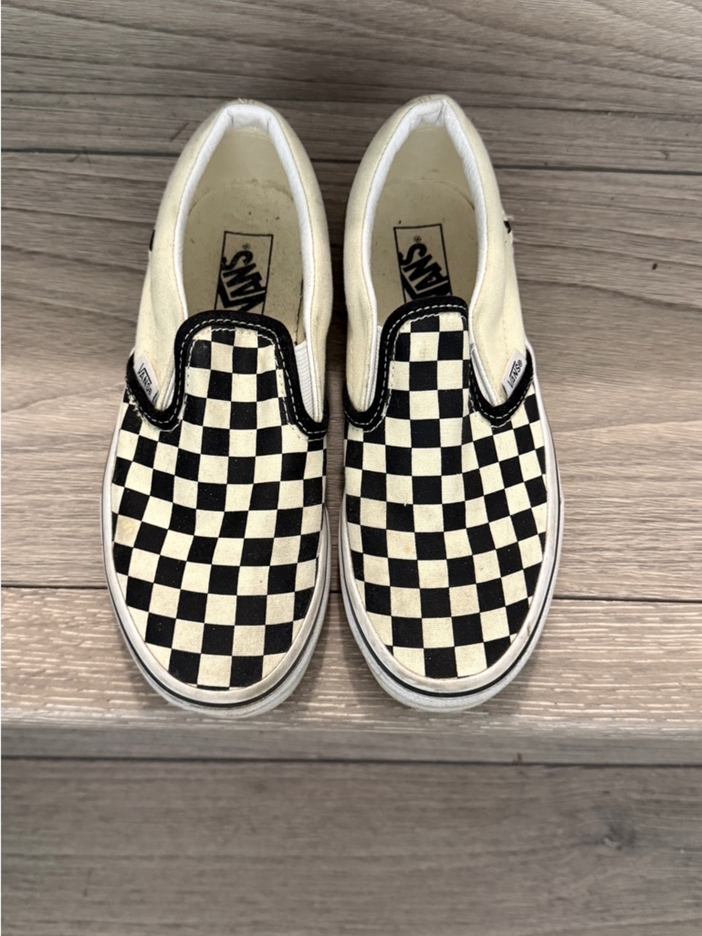 Vans Kids Checkerboard Slip-On in Black and White Canvas sz 2.0 / Eur 32.5